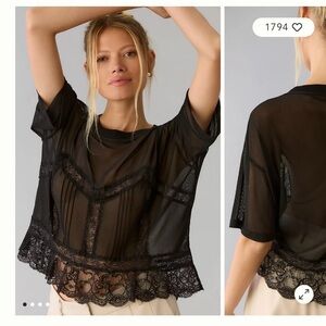 DOLAN Short-Sleeve Sheer Lace Top